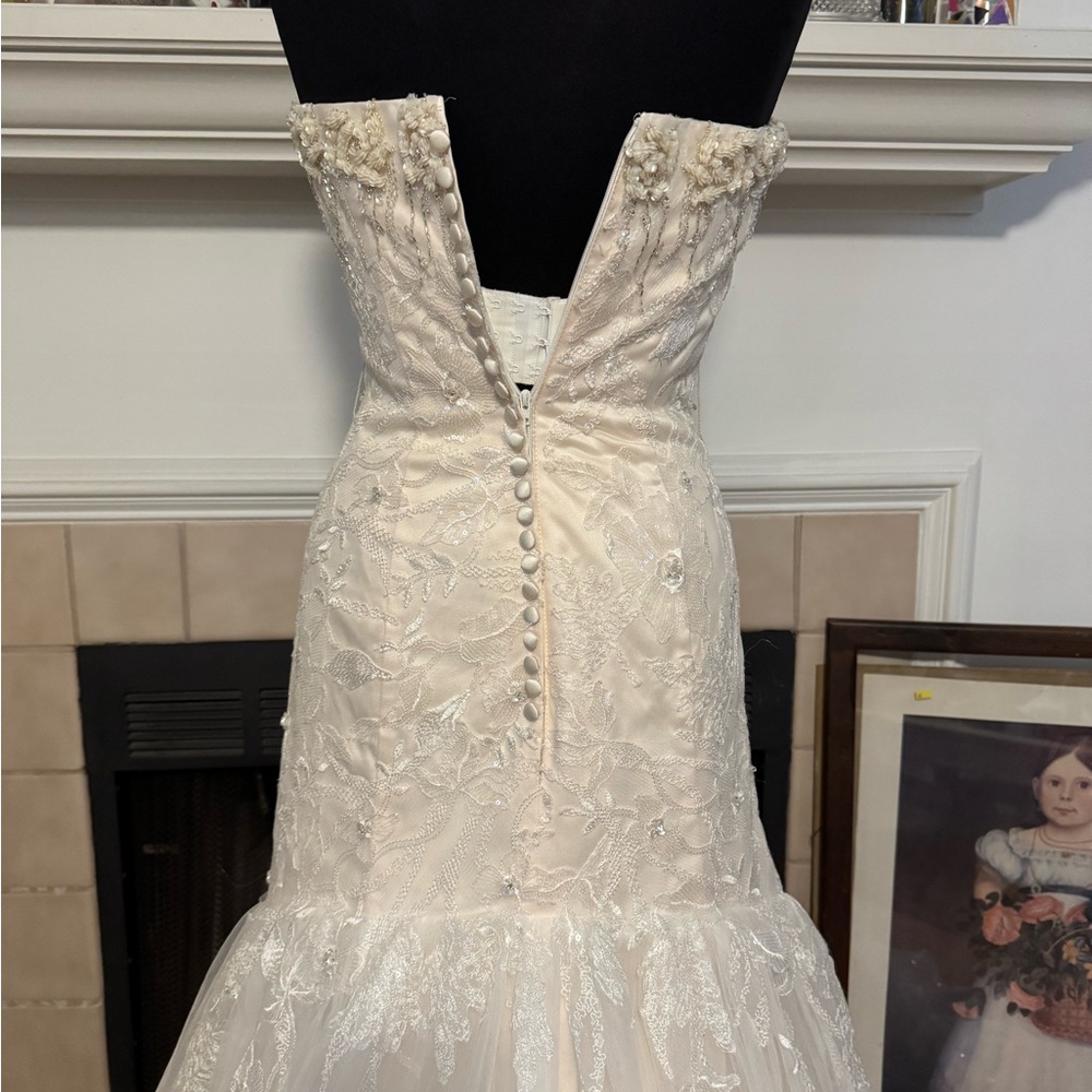 Coco Anais Cream Strapless Crystal and Lace Wedding Dress - Picture 8 of 9